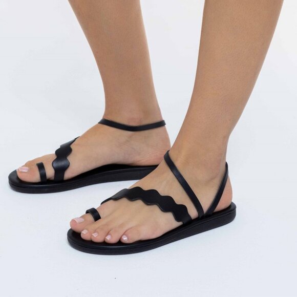 Women’s Ancient Greek Koralia Black Sandals 8 - Picture 1 of 3
